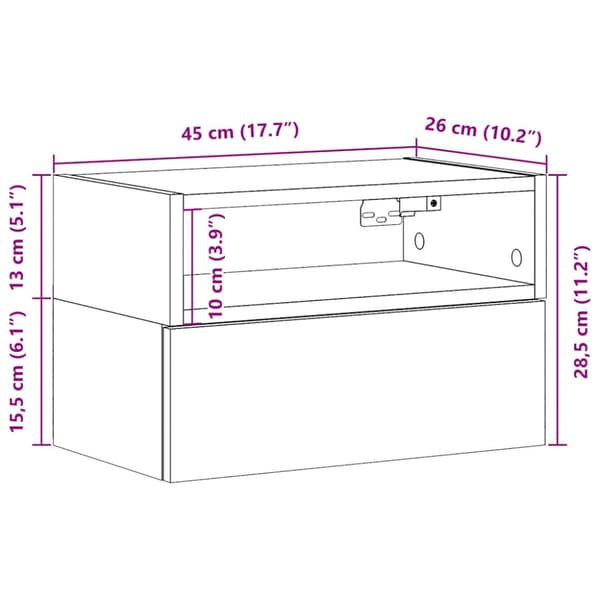 Väggmonterade sängbord svart 45x26x28,5 cm