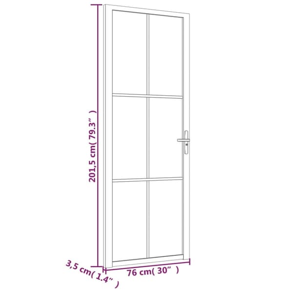 Innerdörr 76x201,5 cm vit matt glas och aluminium