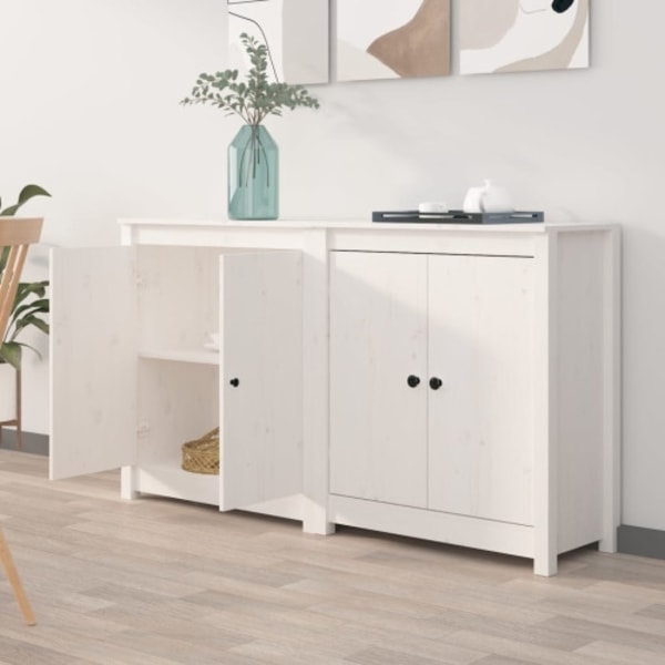 Skänkar 2 st vit 70x35x80 cm massiv furu