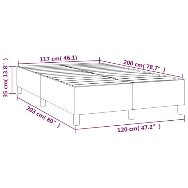 Boxspring-sängram ljusgrå 120x200 cm tyg