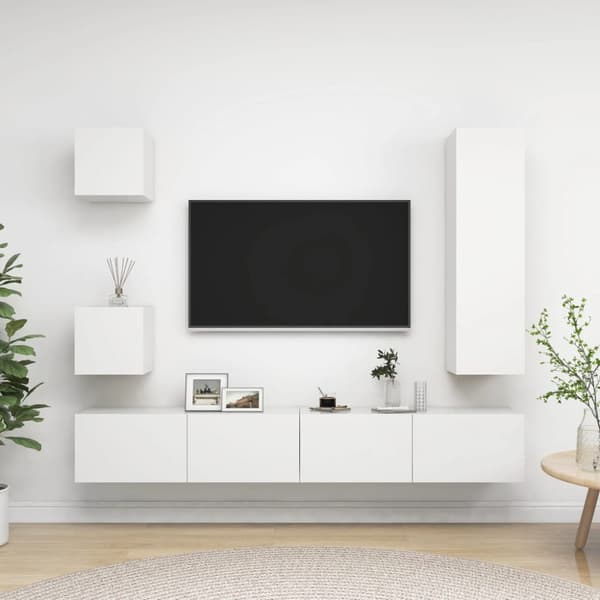 TV-skåp 5 delar vit konstruerat trä
