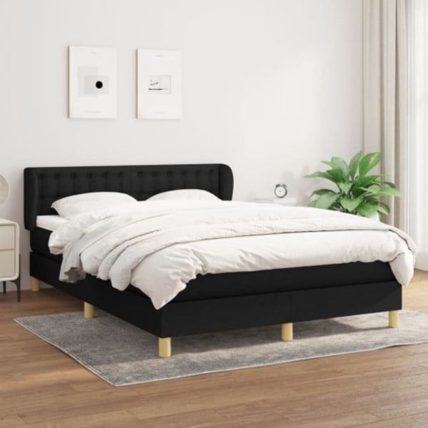 Ramsäng med madrass svart 140x200 cm tyg