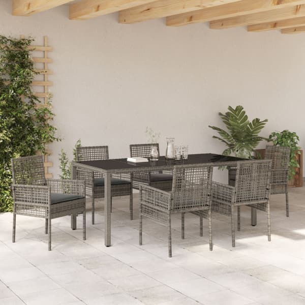 Trädgårdsmöbelset 7 pcs Grå konstrotting