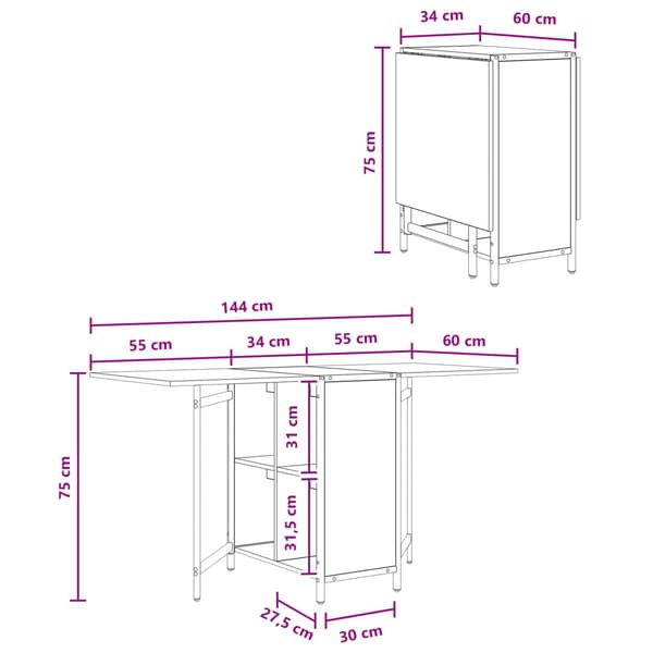 Matbord 144 x 60 x 75 cm Konstruerat trä Artisan-ek Rektangulär