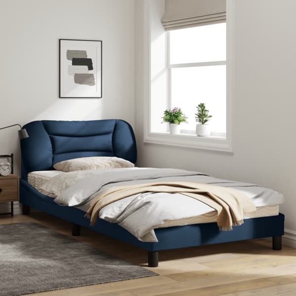 Bed Frame without Mattress "Hvar" Blue 100x200 cm Fabric