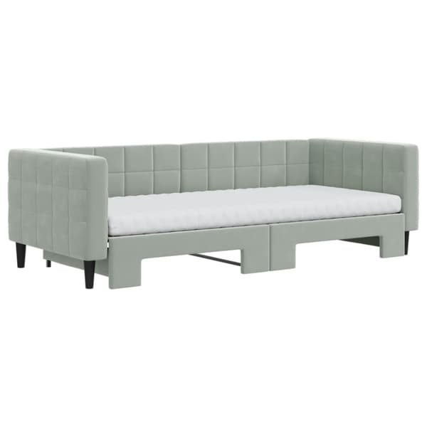Dagbädd med madrasser utdragbar ljusgrå 90x200 cm sammet