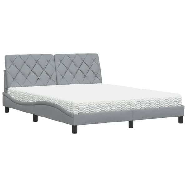Bed with Mattress Light Grey 160x200 cm Fabric