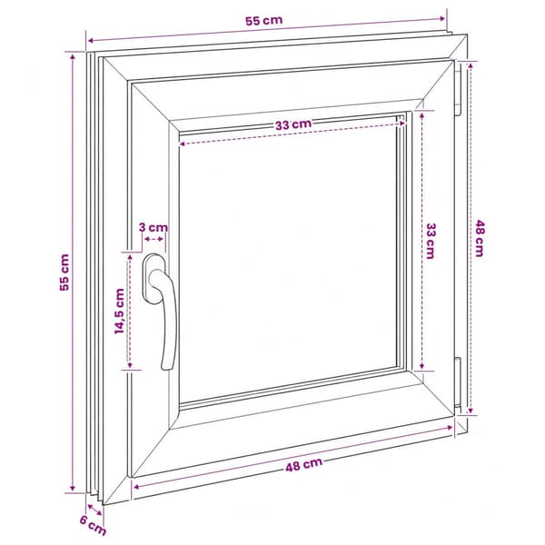Källarfönster RISOR 55 x 55 cm PVC och glas