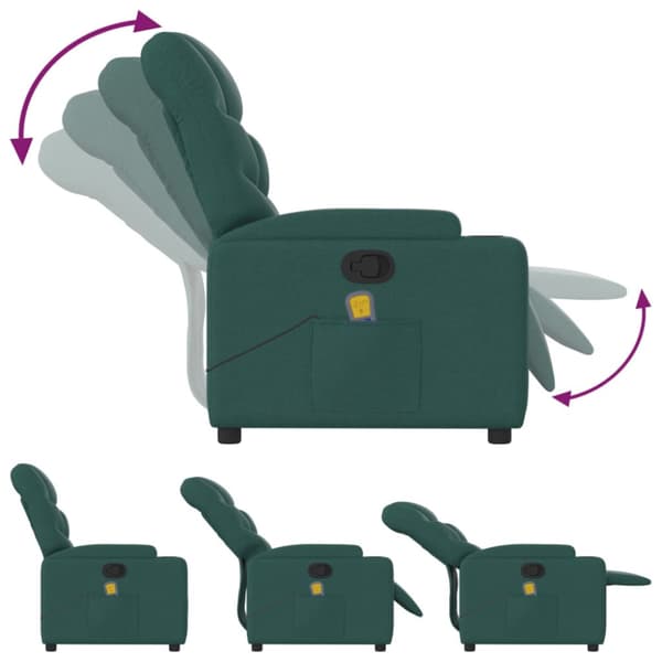Massagefåtölj mörkgrön tyg