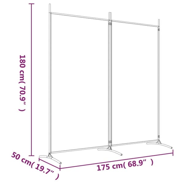 Rumsavdelare 2 paneler brun 175x180 cm tyg