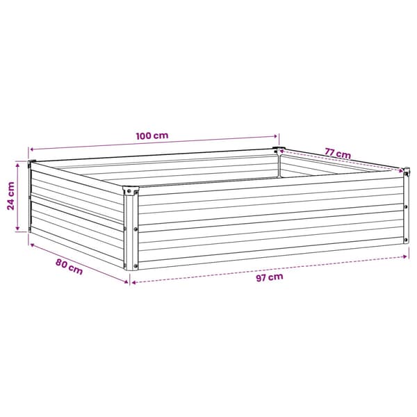 Höjd Trädgårdsbädd Rostig 100 x 80 x 24 cm corton