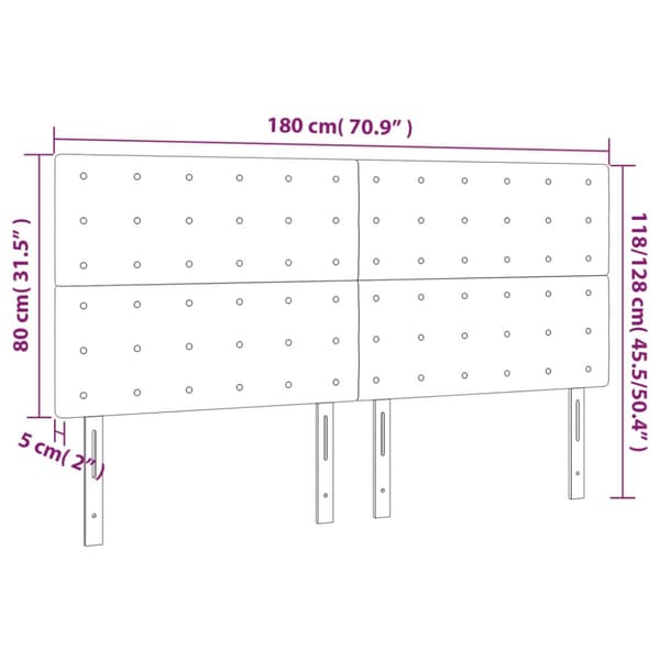 Sänggavel LED mörkgrå 180x5x118/128 cm sammet