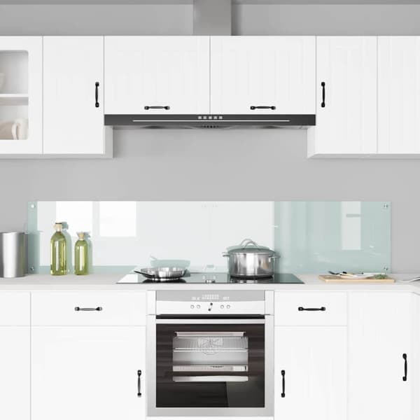 Köksskydd 2 pcs Vit 100 x 40 cm härdat glas