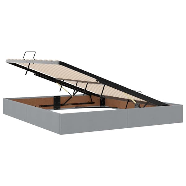Förvaringssäng med madrass Ljusgrå 200 x 200 cm Sammet