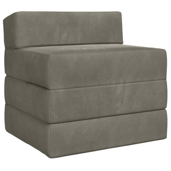 Fällbar Soffbed Ljusgrå 200 x 70 x 15 cm Sammet