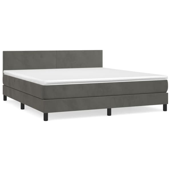 Ramsäng med madrass mörkgrå 160x200 cm sammet