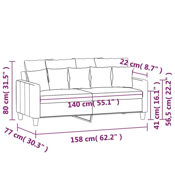 Soffa 2-sits mörkgrå 140 cm tyg