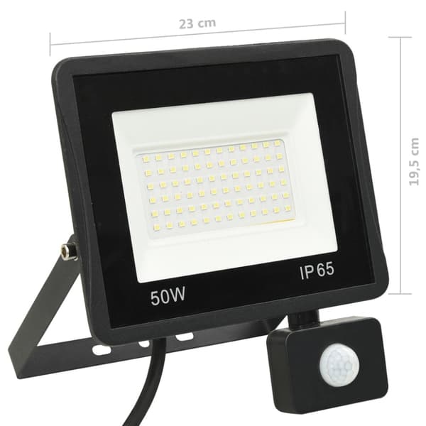 Strålkastare med sensor 50 W LED varmvit