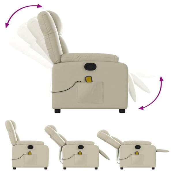 Massagefåtölj krämfärgad konstläder