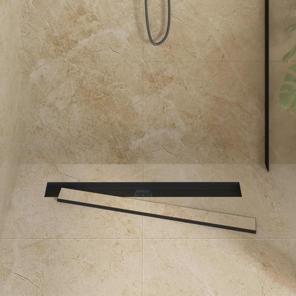 Duschavlopp 2-i-1 med 360° Siphon Svart 80 cm