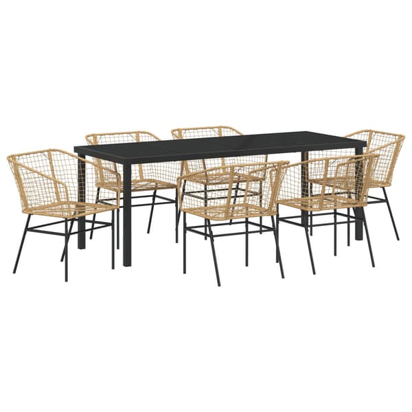 Trädgårdsmöbelset 7 pcs Brun konstrotting