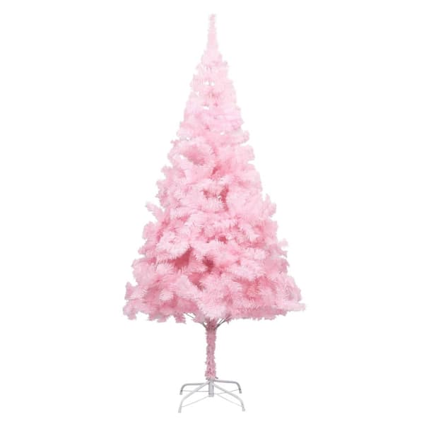 Belyst plastgran med kulor rosa 210 cm PVC