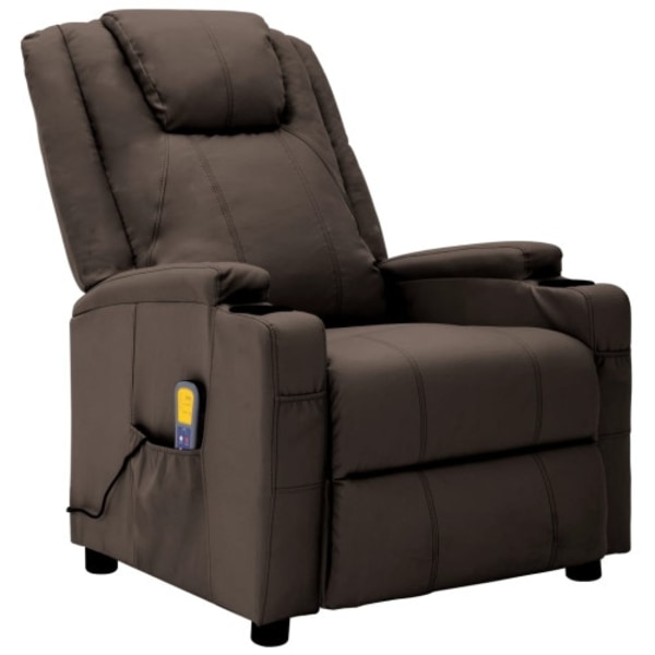 Massagefåtölj brun konstläder