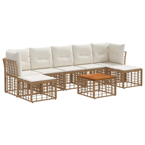 Utomhussoffset 8 pcs Naturlig och Creamvit Polyester