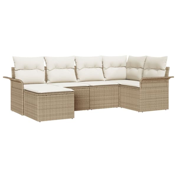 Trädgårdsoffset med lagring 6 pcs Beige konstrotting