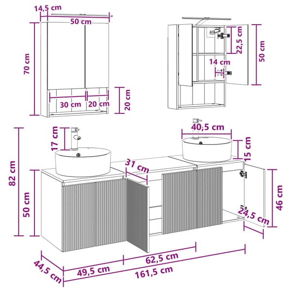 Badrumsskåpsset 5 pcs Betonggrå Konstruerat trä