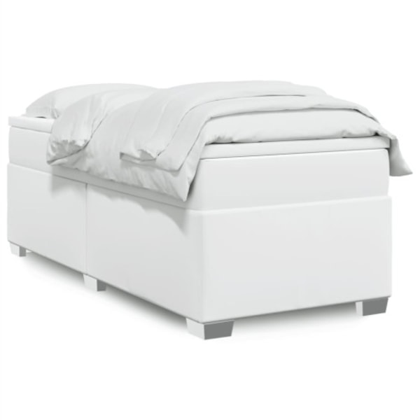 Ramsäng med madrass vit 90x190 cm konstläder