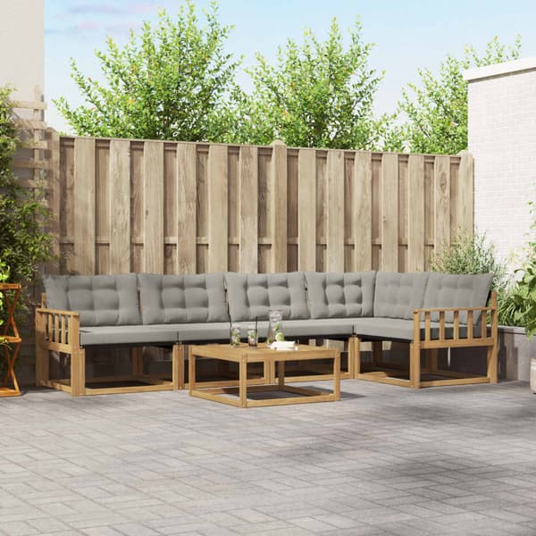 Utomhussoffset 6 pcs Vit och ljusgrå 79 x 79 x 37 cm