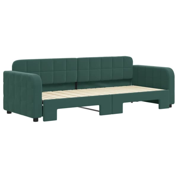 Dagbädd utdragbar mörkgrön 80x200 cm sammet
