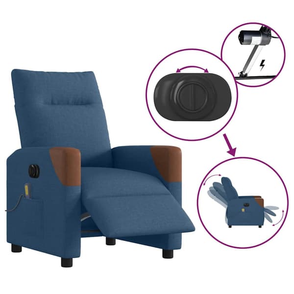 Elektrisk massagefåtölj Blå tyg