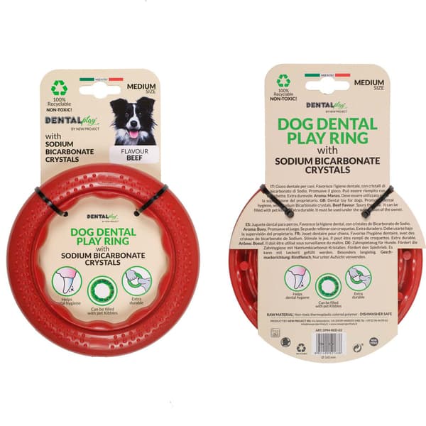 Hundleksak Ring Medium Röd Dental Play 16 cm
