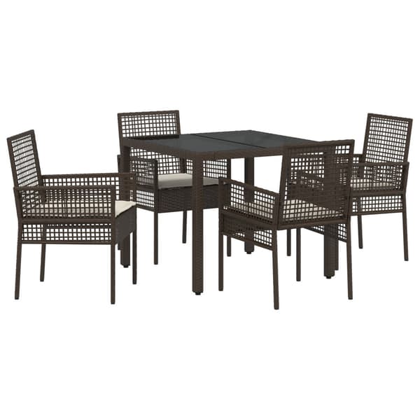 Trädgårdsmöbelset 5 pcs Brun konstrotting