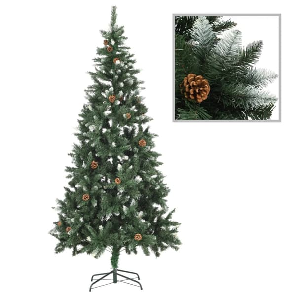 Belyst plastgran med kulor 210 cm