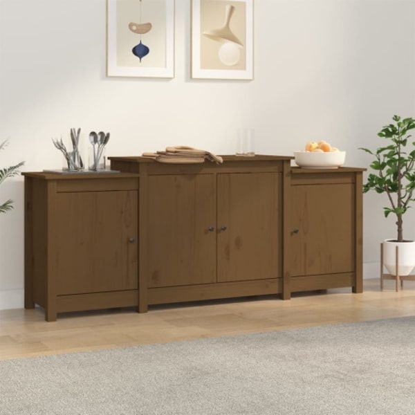 Skänk honungsbrun 164x37x68 cm massiv furu