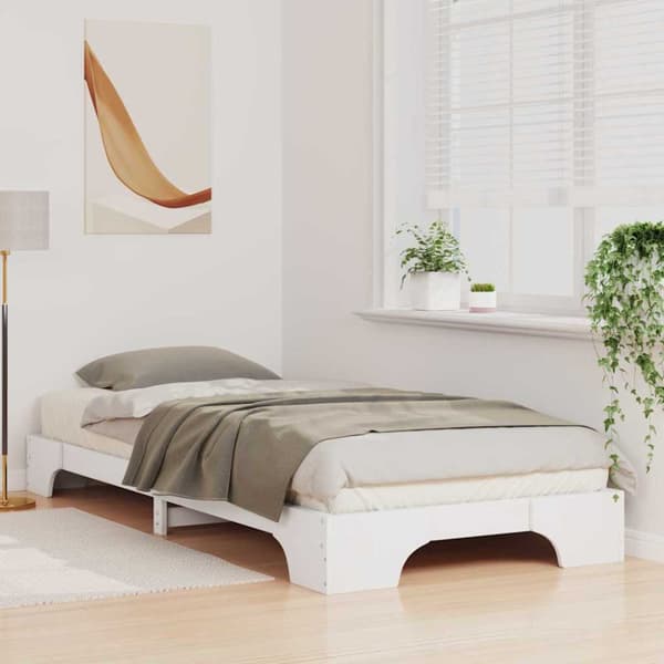 Sängram Vit 90 x 220 cm Massiv furu