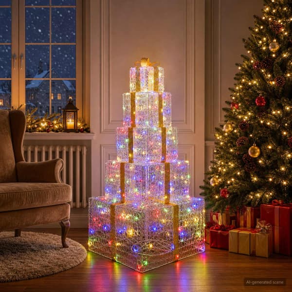 Stapelbar juldekoration med LED-presentboxar 250 LED-lampor