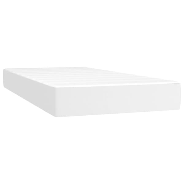 Ramsäng med madrass & LED vit 100x200 cm konstläder