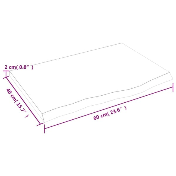 Hyllplan 60x40x2 cm obehandlad massiv e6