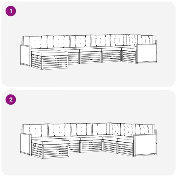 Utomhussoffset med kudde 7 pcs Naturlig och Antracit