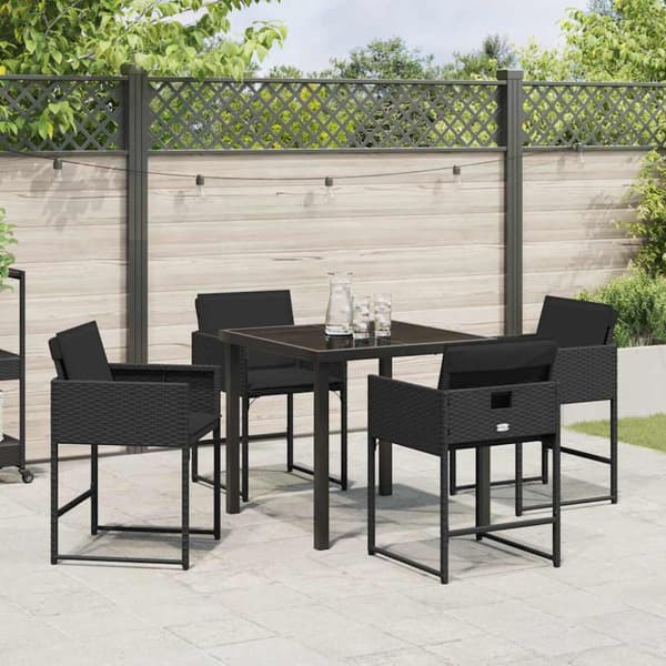 Trädgårdsmöbelset 5 pcs Svart konstrotting