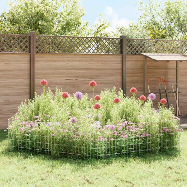 Trädgårdsstängsel med pålar 24 pcs 75 x 50 cm Mesh Silver