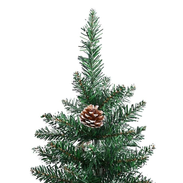 Smal julgran med 150 LED-lampor Grön 150 cm PVC och solid furu