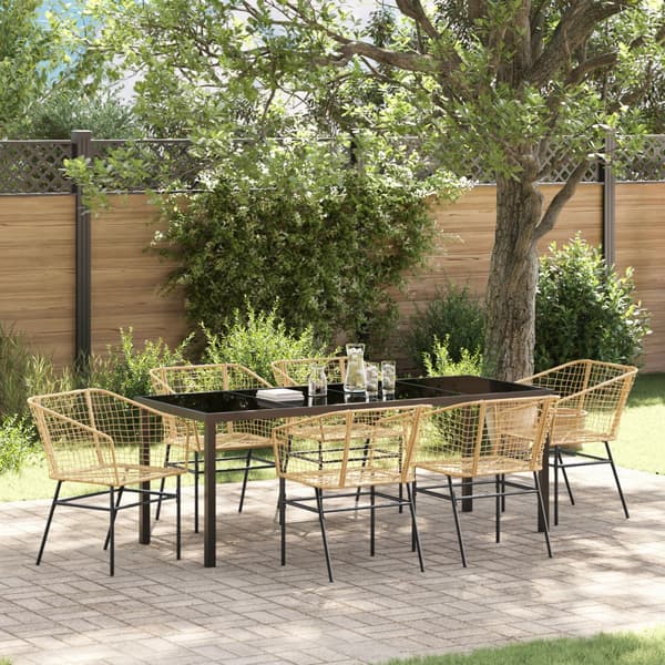 Trädgårdsmöbelset 7 pcs Brun konstrotting
