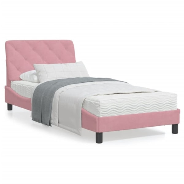 Säng med madrass rosa 80x200 cm sammet