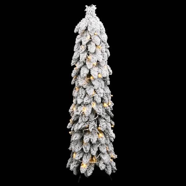 Belyst plastgran med 80 LEDs och snö 150 cm