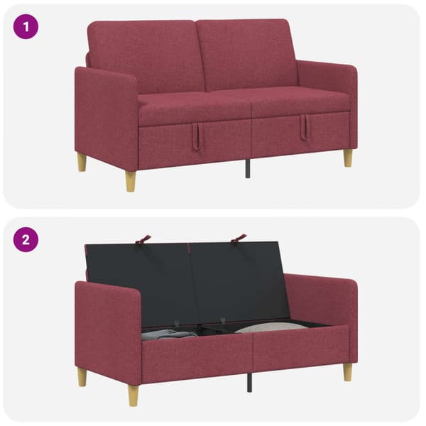 Soffa med förvaring Vinröd 152 x 78 x 87 cm Polyester